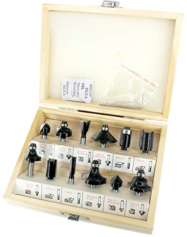 12 st 6 mm skaft router bit set för trä fräsning skärverktyg hårdmetall skärning träbearbetning verktyg (svart)