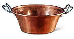 Sertodo Copper Jam Pan | 8 in Diameter x 3.25 in Deep | 1 Qt | 100% Pure Copper, Heavy Gauge, Hand Hammered, Patented Handle System | Mix Perfect Jam