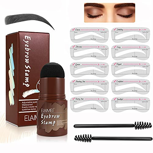 moulis Eyebrow Stamp Kit, Tampon À Sourcils, Kit De Maquillage Et De Mise En Forme Des Sourcils Pour Femmes Filles, Kit De Pochoirs De Tampons à Sourcils Durables Et ImperméAbles (Noir)