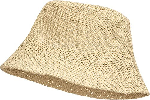 Caspar HT020 lässiger Damen Sommer Fischerhut Bucket Hat aus Toyo Stroh, Farbe:beige, Accessoires:One Size