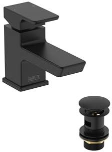 Bristan Cobalt Basin Mixer Tap with Clicker Waste Black (COB BAS BLK) | COB BAS BLK, Modern design, Includes clicker waste, Bathroom sink taps, Matching shower available, Lifetime Cover