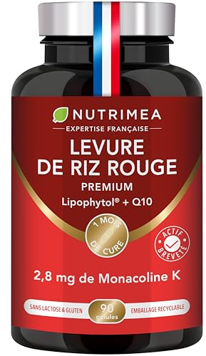 Levure de Riz Rouge | Formule Premium | Dosée en Monacoline K 2,8 mg | Enrichie en Coenzyme Q10 & Phytostérols de Pin Brevetés Lipophytol® | 90 Gélules | Nutrimea | Fabrication Française