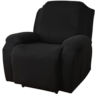 FANSU Recliner Chair Covers 1 Seater for Armchairs with Pockets, Stretch Recliner Slipcover for Electric Chair, Sofa Covers Furniture Protector for Living Room (1 Seater,black)