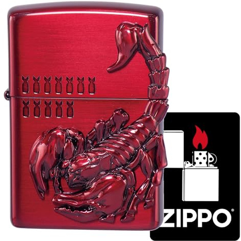 ZIPPO Lighter Venom Scorpion Metal Zippo Red Scorpion Etched Sculpture Cool Red Men's Gift Gift