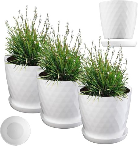 KADAX Blumentöpfe Set of 3 – 25cm, weiß, Töpfe aus leichtem Material für Blumen, Pflanzen, Kaktus, Kräuter und Sukkulente, lebendige Farben bringen Frische in den Raum