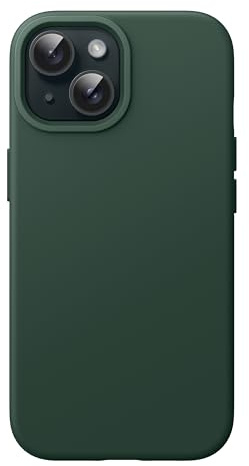 JETech Silikon Hülle für iPhone 15, Nachtgrün | Seidig Weiches Gefühl, Stoßschutz, Kratzfest, Mikrofaser-Innenfutter