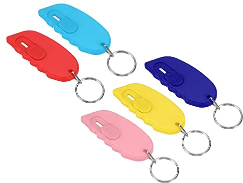 PATIKIL Mini Portable Boîte Coupeur, 5 pcs Paquet Ouvre Petit Utilitaire Bureau Lettre Ouvre pour Boîte Enveloppe Ouvert, Papier Découpe, DIY, 5 Couleurs