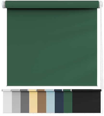 Fensterrollo Klemmrollo 120 x 240 cm, Sichtschutz, Lichtschutz, Blendschutz, Sonnenschutz Fenster, inkl. Befestigungsmaterial, für Fenster und Tür, Dunkelgrün