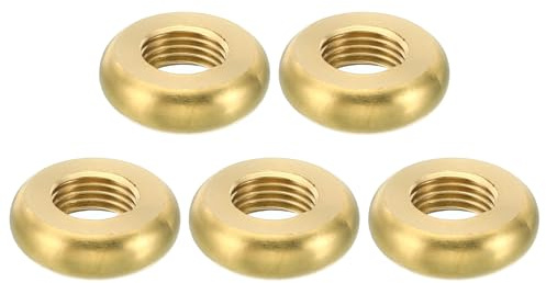 PATIKIL M10x1 Rund Sicherungsmutter 5 Pack Massive Messing Kante Flache Mutter Dünne Schraube Sicherungsmutter für Möbel Lampe Licht 19mmx6mm