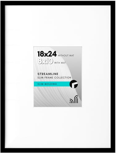 Americanflat Cornice per poster 45 x 61 cm, colore nero, da utilizzare come cornice per foto da 20 x 25 cm con passepartout o cornice da 45 x 61 cm senza passepartout, cornice per foto con bordo