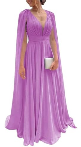 WSEYU Robes longues de demoiselle d'honneur pour mariage, robes d'invitées de mariage pour femmes, robes de soirée formelles, lilas, 42