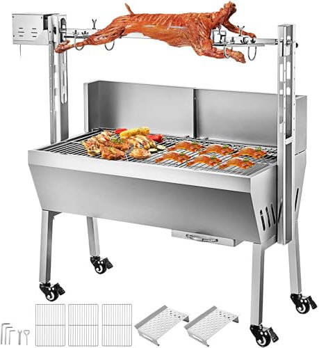 COYEUX Kit de Parrilla eléctrica automática para asador de Barbacoa, asador para Acampar al Aire Libre, con Deflector, para asador de Cordero