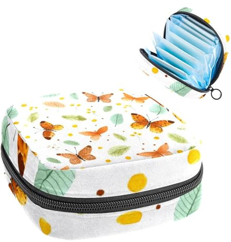 Borsa mestruale, borsa per tovaglioli igienici, farfalle acquerello foglie autunno, porta tamponi per borsa
