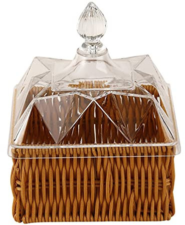 Duiaynke Rattan-Korb, handgewebt, Brotaufbewahrungskorb, Behälter, Desserthalter für Küche, Zuhause, Regal, Zeremonie, Badezimmer (13,6 x 16,5 cm)