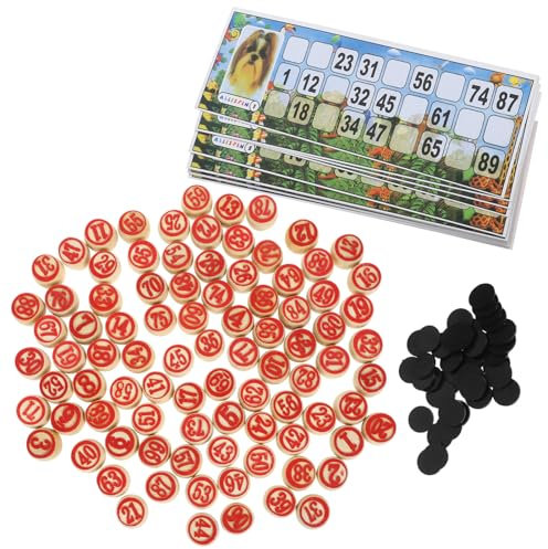 Toyvian 1 Set Russisches Lotto-Set Bingo-Zahlenschach Vintage-Holz-Bingo-Spiel Holz-Tombola-Standardfliesen Bingo-Lotto-Spiel Holz Russisches Lotto- Spielzubehör