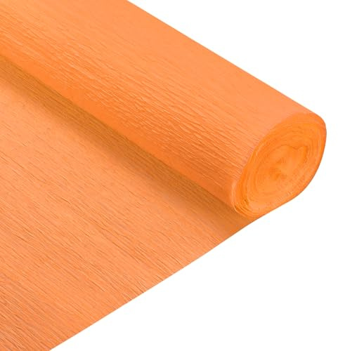 QUARKZMAN Krepppapier Orangegelb, 2.1m x 78m Floristen Krepp Papier Bunt für Handwerke, Party, Schulpapier, Kräuselpapier, Verpackung, Blumen DIY