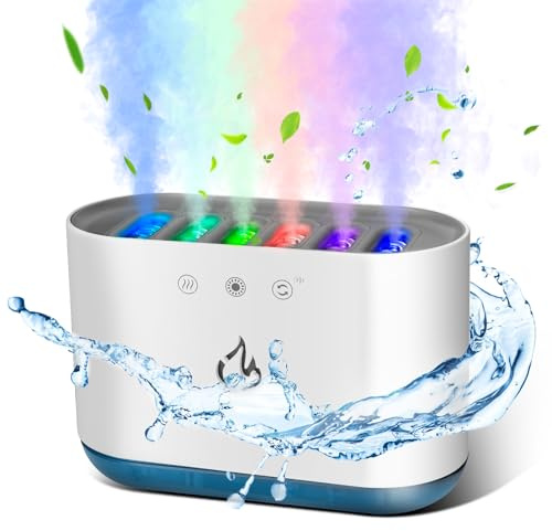 AiQInu Humidificador 900ML, Dinámica Pick-up Humificador con 6 Boquillas y 7 Colores Luces LED, 25dB Ultra Silencioso, Difusor de Aroma Humidifier para Hogar, Oficina, 18x12x8 cm