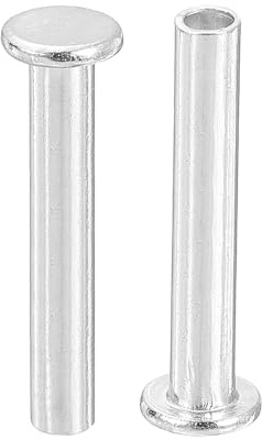QUARKZMAN 50Pcs Rivets Semi-Tubulaires 3mm x 16mm Argenté | à Tête Plate Ronde en Aluminium, pour la Réparation Industrielle et Domestique, Rivets Semi-Tubulaires
