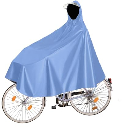 Fayemint Mantella da Bicicletta, Mantella Antipioggia Unisex, Impermeabile Portatile Mantella Antipioggia, con Cappuccio, per Biciclette, Mountain Bike, Bici Elettriche (Azzurro)