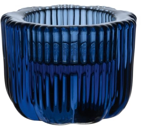 Villeroy & Boch - Fleur Bleu portacandele 2-in-1 di colore blu, lavabile in lavastoviglie, portacandele in vetro blu per candele, candele a stelo, realizzato a mano, decorazione per la casa, vetro