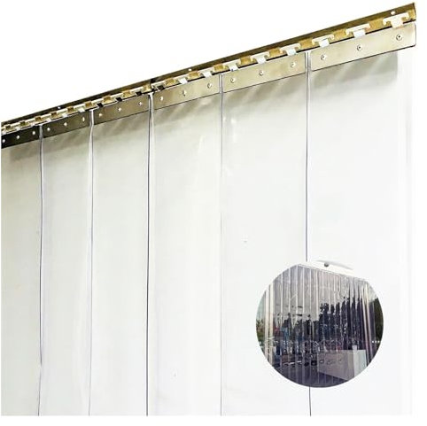 PVC-Streifen Türvorhang-Set, 0,12 mm Dicke, glatte Kunststoff-Vinyl-Streifen, Gefrierschrank-Türvorhang für Lager, Garagentor, Tür, einfache Installation und Energieeinsparung