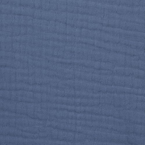 Hochwertiger Musselin Stoff Meterware - weicher Baumwollstoff für Kleid Baby Decke Tuch Tagesdecke Bettwäsche ÖkoTex Double Gauze uni Baumwollstoffe Dekostoff Stoffe zum Nähen 0,5m (rauchblau)