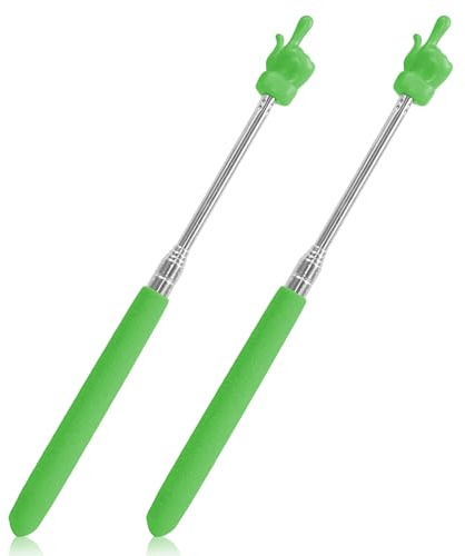 2 punteros para aula, puntero multiusos para profesores, puntero extensible para aula y puntero de dedo, colores atractivos, esenciales para el aula para presentaciones efectivas, color verde