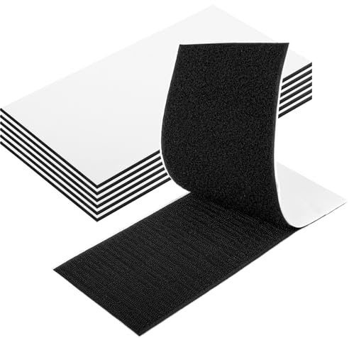 WINKIO 6 Pairs Hook and Loop Tape, 100×300mm Black Self Adhesive Sticky Fastening Strips for Wall Hanging&Home Organisation
