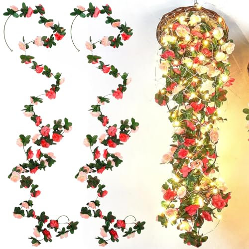 Fzyisw 2 flor de 2,4 metros, peonías, guirnaldas y flores artificiales, colgantes para bodas, jardín