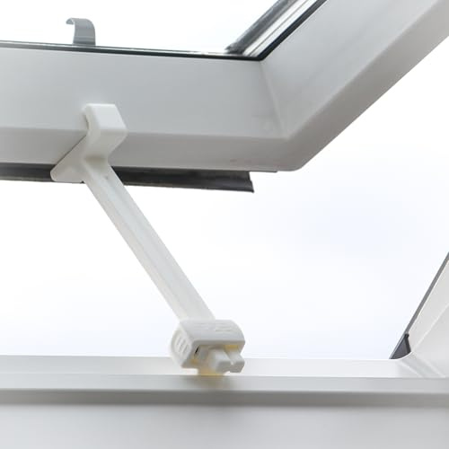 Fenster Offenhalter für Velux Dachfenster - Verstellbarer Fensteraussteller - Dachfenster Aufhalter - Fensterfeststeller ohne Bohren - Fensterhalter - Dachfensterstütze Weiß