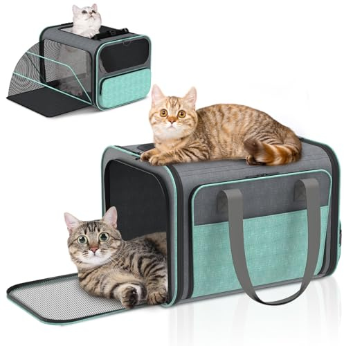 Betopet Cat Carrier for Airline Approved: Soft-Sided Cat Carrier Expandable for Small Dogs up to 15LBS - Pet Travel Bag for TSA Approved - Breathable for Airplane Camping Outdoor