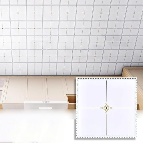 Dalle de Plafond Dalles de Plafond 300 X 300mm (6, 8, 10, 16, 80, Paquet de 100), Dalles de Plafond Suspendu Autocollantes pour Cuisine, Panneaux Muraux Imperméables, Papier Peint pour Salle(30 pack)