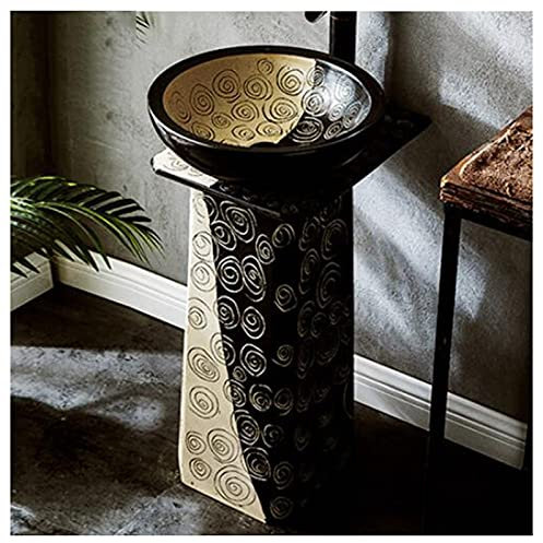 Lavandino in Ceramica Fatto a Mano, per Interni ed Esterni, 44 x 40 x 80 cm, E (L)