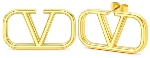 ZHUOMOT V Ohrringe Gold Hypoallergene Goldene Ohrringe Damen, Buchstabe V Geometrische Sterling Silber 925 Vergoldete Ohrstecker Gold, Schmuck Geschenke für Frauen Geschenke Für Mama
