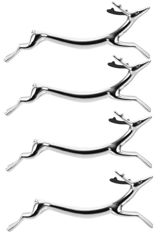 TOYZFRIENDY 4 Pièces Support Couverts Alliage Porte Baguettes Stable et Décoratif Support Fourchettes et Couteaux pour Table de Cuisine Design Original Petit Faon Argenté