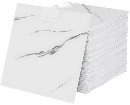 24 Stück Fliesenaufkleber Steinoptik Weiß - 30x30cm Wandfliesen Selbstklebend, Peel and Stick Tiles, Selbstklebende Fliesen Wandpaneele für Badezimmer Schlafzimmer Wohnzimmer