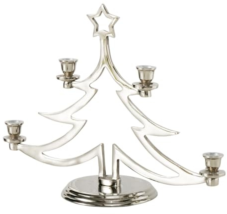 SilverTree 4 Candle Holder Christmas Tree 47 x 17 x 35 cm Silver Aluminium