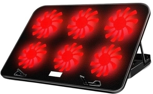 Laptop Cooling Pads laptop cooler stand 13-18Inch Gaming Laptop Cooler Six Fan Adjustable Wind Speed 2 Usb Port LED Light Notebook Cooling Pad Notebook Laptop Stand(Red)