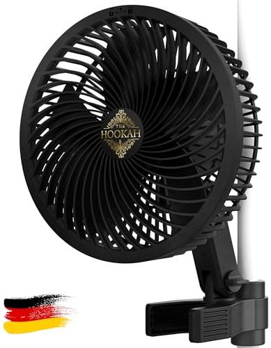 Grow Clip Ventilator oszillierend, leise 31dB, 10 Geschwindigkeiten, EC-Motor 8W mit 595 m3/h Luftstrom, Energieeffizient, IP44, Umluftventilator für Growzelt & Growbox (GROW JET PRO - 2026 Modell)