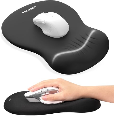 TECKNET Mouse Mat Wrist Support, Ergonomic Mouse Pad, Memory Foam, Black