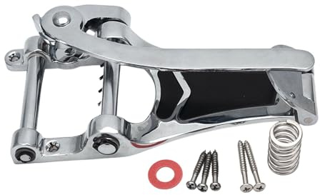 perfeclan Système de vibrato à cordier pour guitare archtop, grosse tige de bascule, trémolo pour enregistrement en studio et concerts, Argent