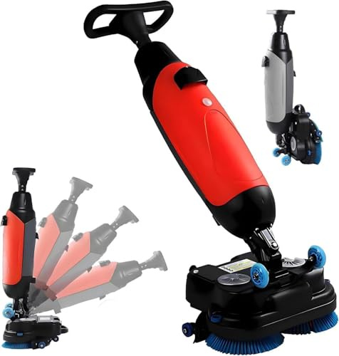 GEHPYYDS Autolaveuse Professionnelle, Puissance de Brosse 2 x 250 W et Double réservoir 4,5 L + 7,5 L, autolaveuse et polisseuse électrique 36 V pour sols carrelés et en béton Red