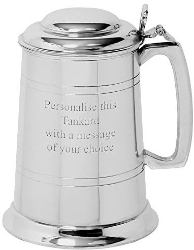 English Pewter Company 1 Pint Straight Lid Pewter Tankard. Personalised with Free Engraving [EP033]