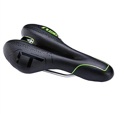 ZHIQIU Bequemer Fahrradsattel für Mountainbikes, Professioan Road MTB Fahrradsitz Outdoor oder Indoor Radfahren Kissen Pad (Schwarz/Grün)