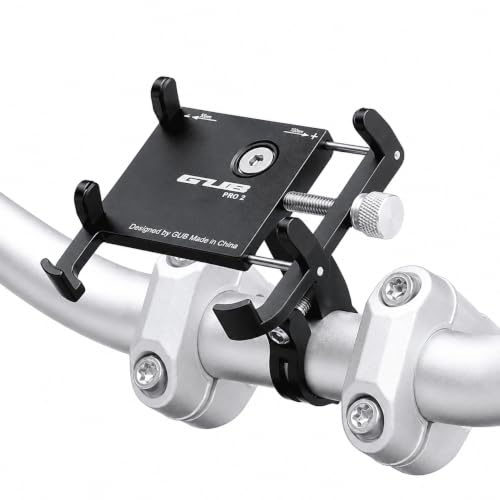 GUB Pro2 Fahrrad Handyhalterung aus Aluminium für Motorrad, Scooter, e-Bike. Universal Handy-Lenker-Halterung für Smartphones 4,7-7,2 Zoll, schwarz