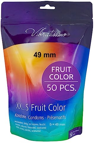 VIBRATISSIMO Kondome Fruit Color 50er Pack I Gefühlsecht & Extra Feucht I for Men I Beutel Wiederverschließbar I Bunte & Hauchzarte I B=49mm