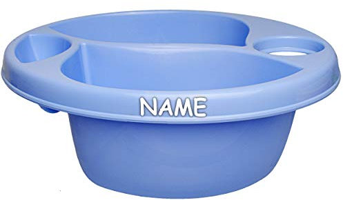 alles-meine.de GmbH Waschschüssel/Kinderwaschbecken - blau - inkl. Name - Bieco - 3 Kammern - Baby - Putzeimer - Windeln Wickelschüssel - Windel Babywindel - für Kinder Mädchen..