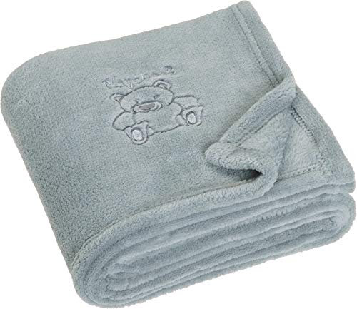 Playshoes Coperta in Pile, Coperta Neonato, Pile Bebè, Plaid in Pile, Versatile Coperta Coccolone per Bambini e Bambine, 75 x 100 cm, con Ricamo ad Orso, Grigio