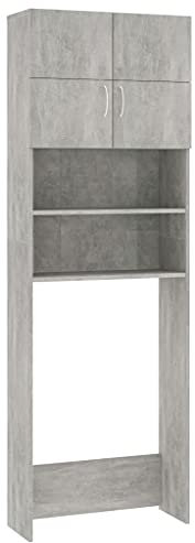 vidaXL Mobile per Lavatrice Grigio Cemento 64x25,5x190cm in Truciolato