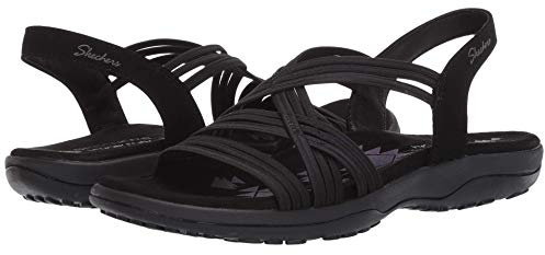 Skechers womens Multi Strap Sport Sandal, Black, 8 Wide US